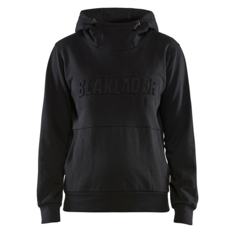 BLAKLADER Hoodie | 3560 Black Womens Hoodie with Kangaroo Pocket and 3D Logo in Cotton