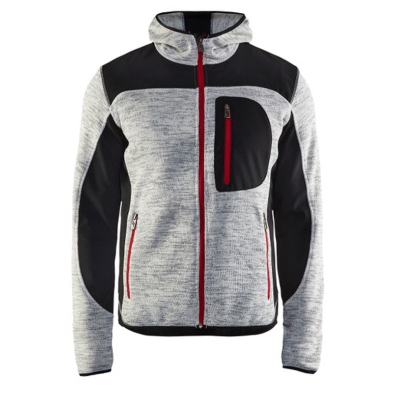 BLAKLADER Hoodie Jacket | 4930 Grey Melange Jacket Hoodie with Full Zip and Knitted in Polyester
