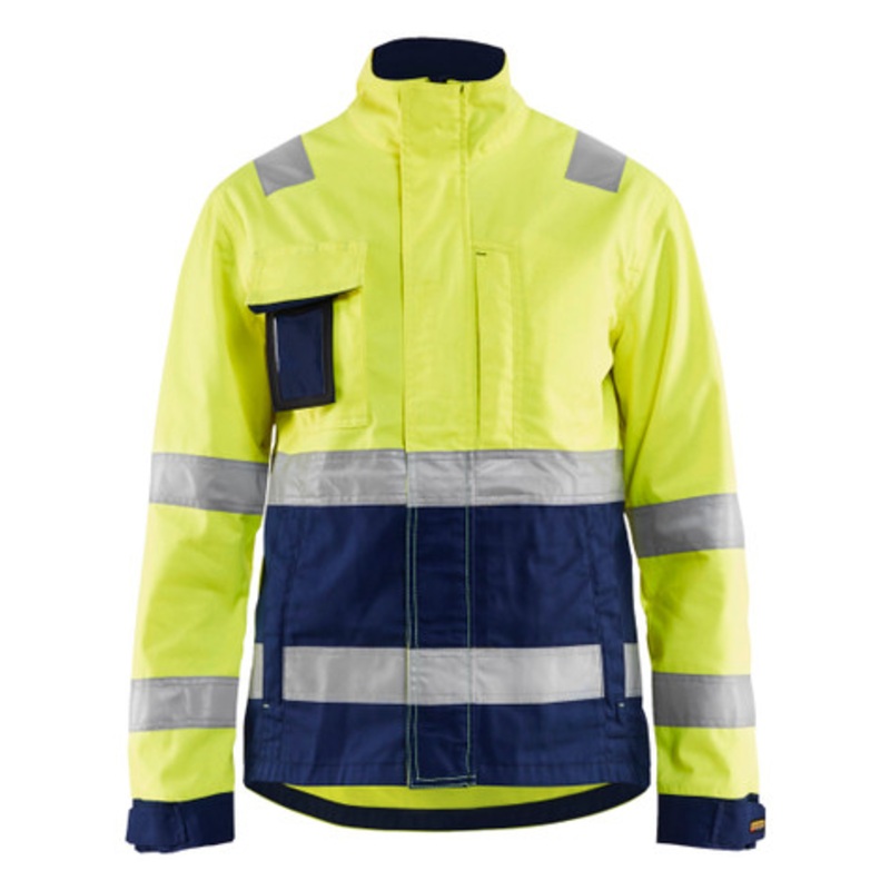 BLAKLADER Jacket | 4903 Womens High Vis Yellow /Navy Blue Shell Jacket with Full Zip Reflective Tape in Polyester