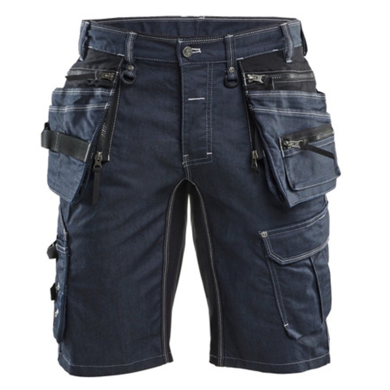 BLAKLADER Shorts | 1992 Mens Craftsman Navy Blue Shorts with Holster Pockets Denim with Stretch