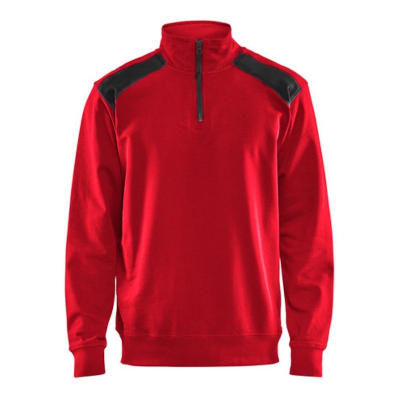 BLAKLADER Sweater | 3353  Red / Black1/4 Zip Jersey Sweater in Cotton – ON SALE