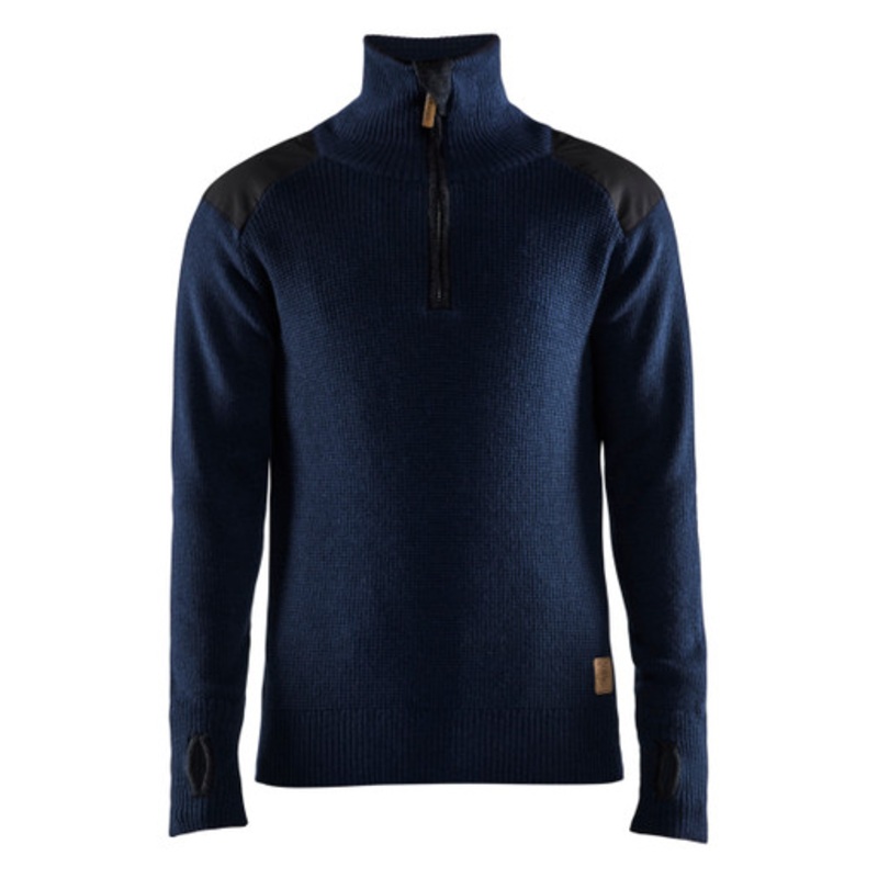 BLAKLADER Sweater | 4630 Dark Navy Blue 1/4 Zip Sweater in Wool
