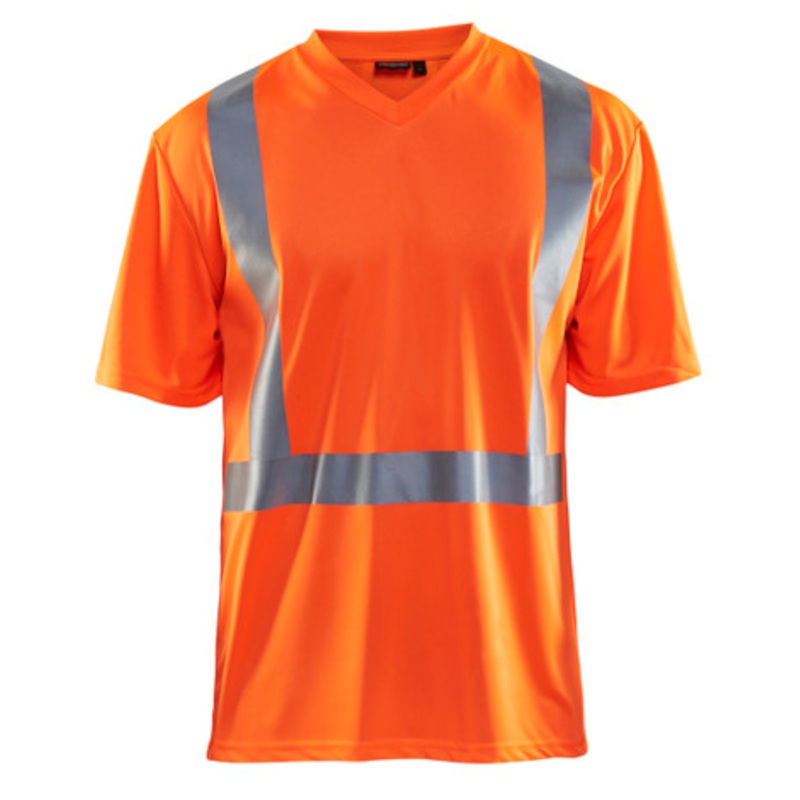 BLAKLADER T-Shirt  | 3382 High Vis Orange UV Protection Short Sleeve T-Shirt with Reflective Tape Polyester