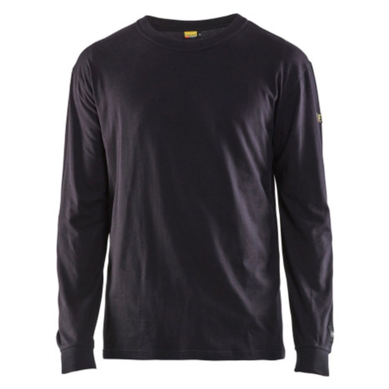 BLAKLADER T-Shirt  | 3483 Navy Blue Long Sleeve Flame Resistant T-Shirt in Anti-Flame Cotton