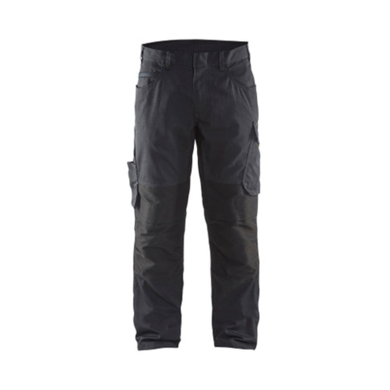 BLAKLADER Trousers | 1495 Mens Service Black / Dark Grey Trousers with Kneepad Pockets and Rip-Stop with Stretch