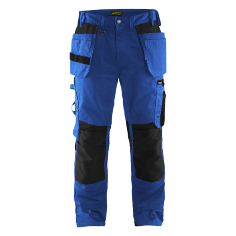 BLAKLADER Trousers | 1555  Craftsman Blue / Black Trousers with Kneepad Pockets and Holster Pockets Cotton