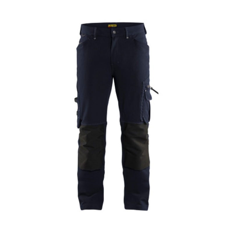 BLAKLADER Trousers | 1989 Craftsman Dark Navy Blue Trousers with Kneepad Pockets and 4-Way Stretch