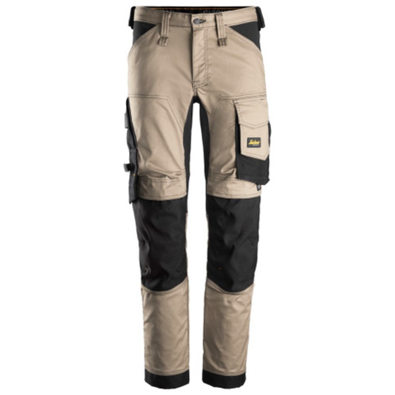 SNICKERS Trousers | 6341 Khaki AllroundWork Trousers with Kneepad Pockets and in 2-Way Stretch