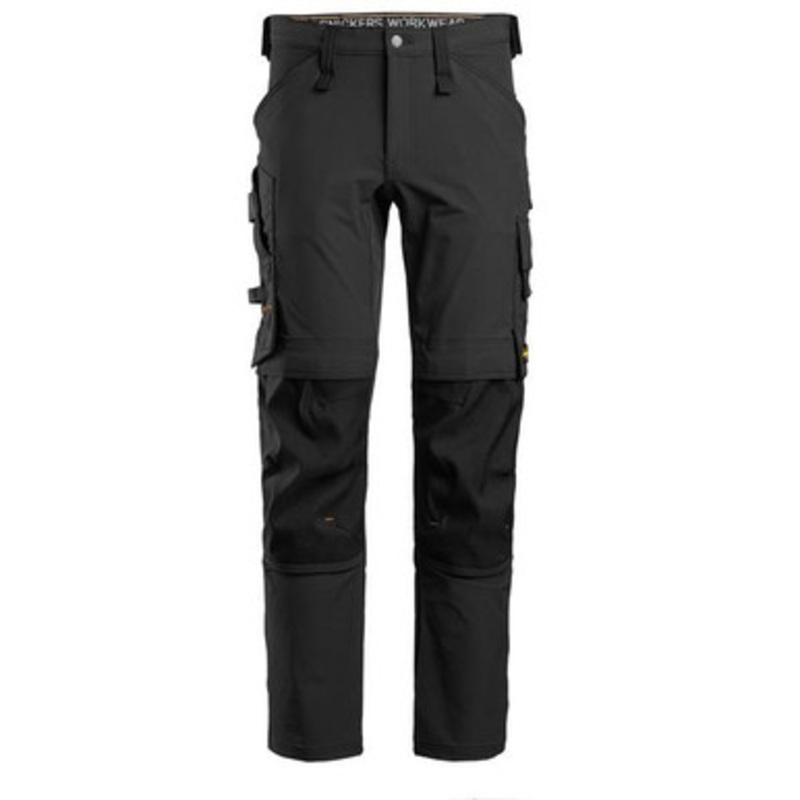 SNICKERS Trousers | 6371  Allround Work Black Trousers with Kneepad Pockets  and 4-Way Stretch