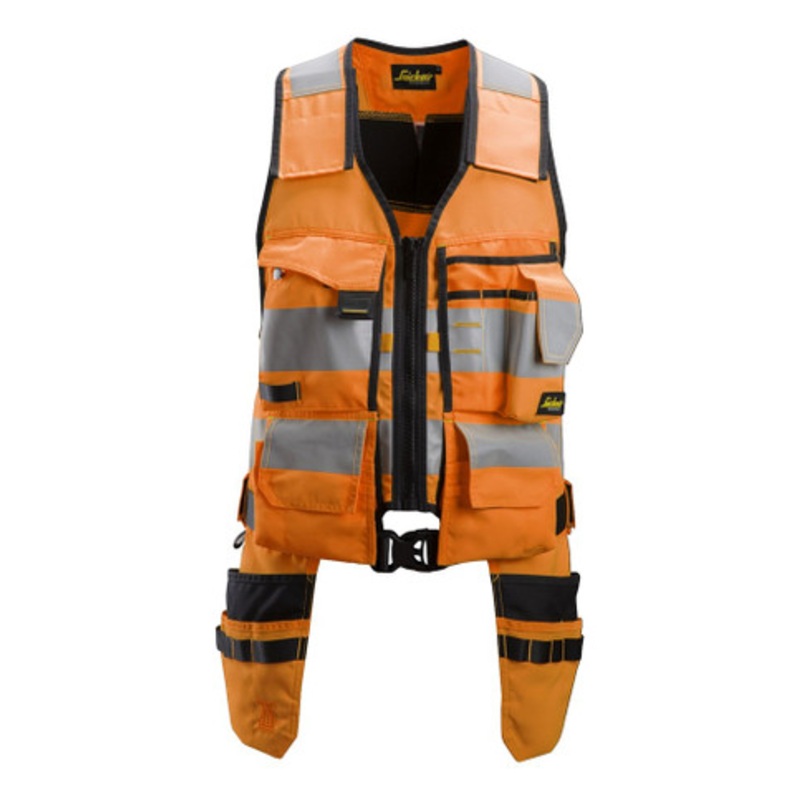 SNICKERS Vest  | 4230 High Vis Orange Craftsman Tool Vest with Reflective Tape Durable Poly/Cotton Blend