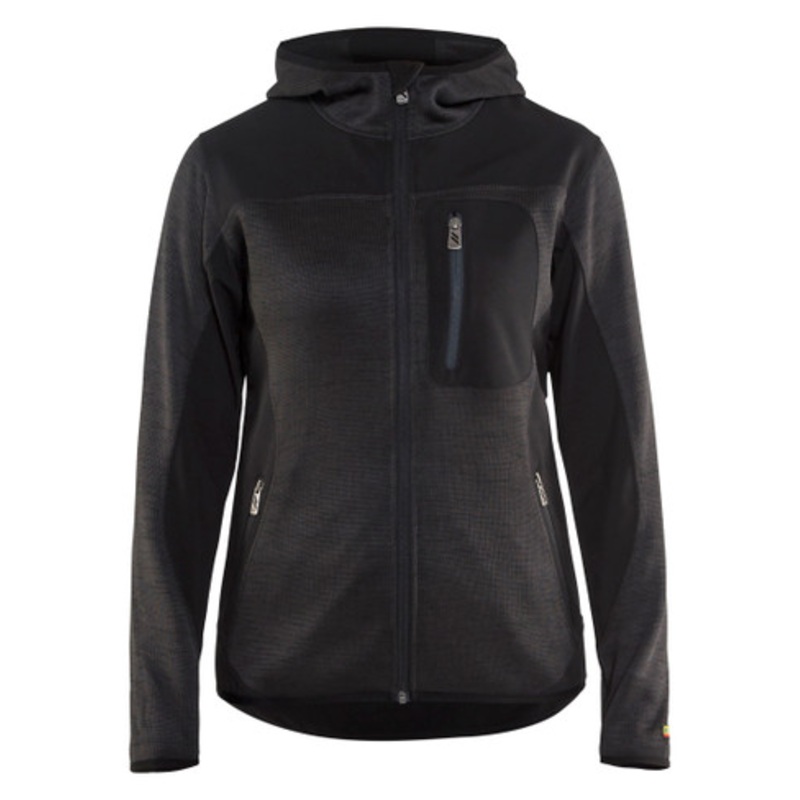 BLAKLADER Hoodie Jacket | 4931 Dark Grey Womens Jacket Hoodie with Full Zip and Knitted in Polyester