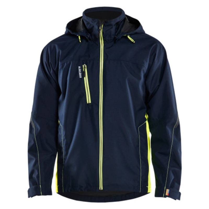 BLAKLADER Jacket | 4790 Dark Navy Blue/High Vis Yellow Shell Jacket with Waterproof and Windproof in Polyester