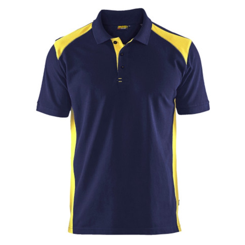 BLAKLADER Polo Shirt  | 3324 Navy Blue / Yellow Polo Shirt in Cotton
