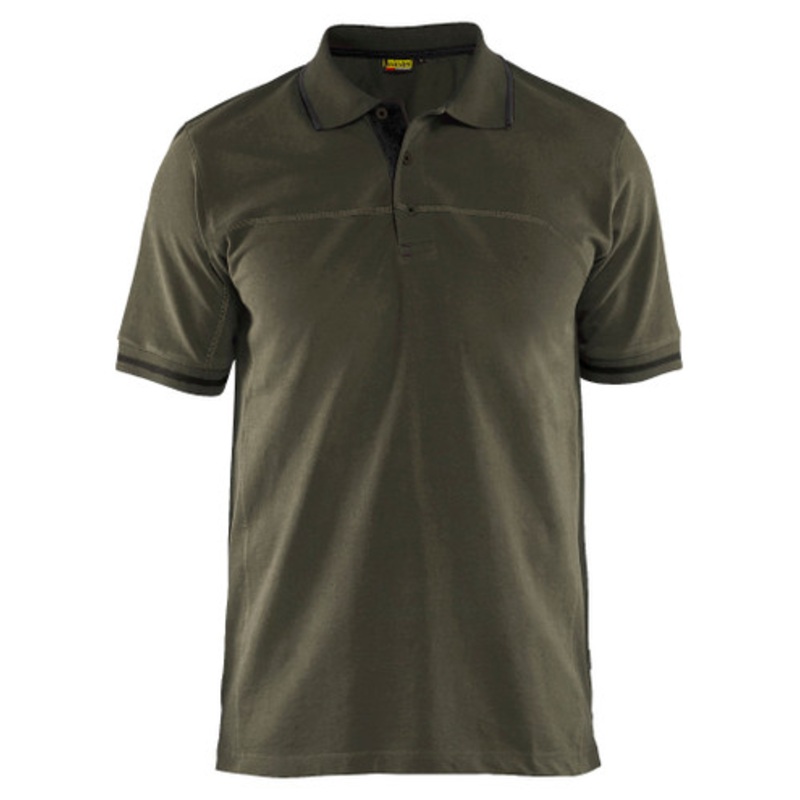 BLAKLADER Polo Shirt  | 3389 Mens Olive Green / Black Polo Shirt with Durable Poly/Cotton Blend