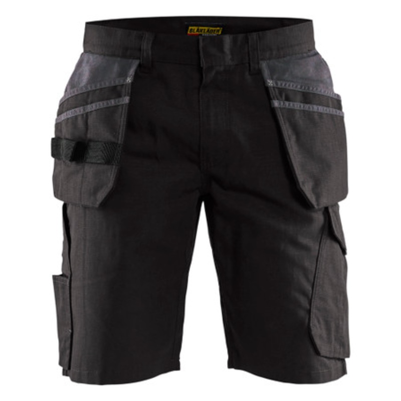 BLAKLADER Shorts | 1494 Service Stretch Black Shorts with Holster Pockets Rip-Stop with Stretch