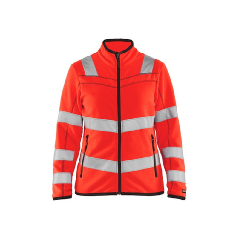 BLAKLADER Sweater Jacket | 4966 Womens High Vis Red Full Zip Sweater Jacket with Reflective Tape Polyester Fleece