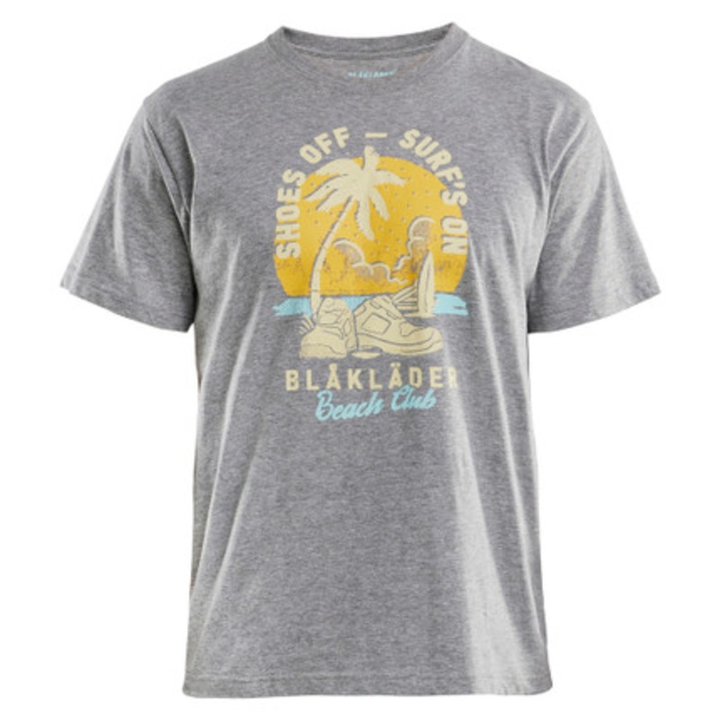 BLAKLADER T-Shirt  | 9418 Mens Grey Melange BEACH CLUB T-Shirt in Cotton