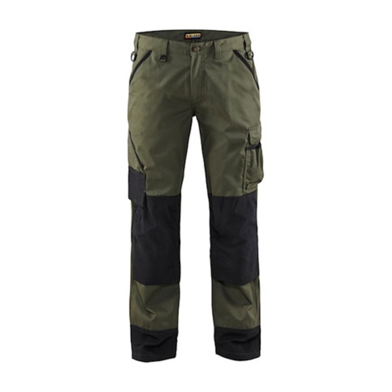 BLAKLADER Trousers | 1454 Garden Army Green Trousers with Kneepad Pockets and Durable Poly/Cotton Blend