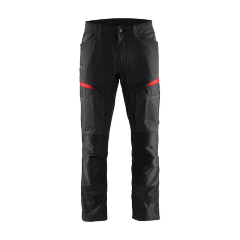 BLAKLADER Trousers | 1456 Service Black / Red Trousers with Durable Poly/Cotton Blend