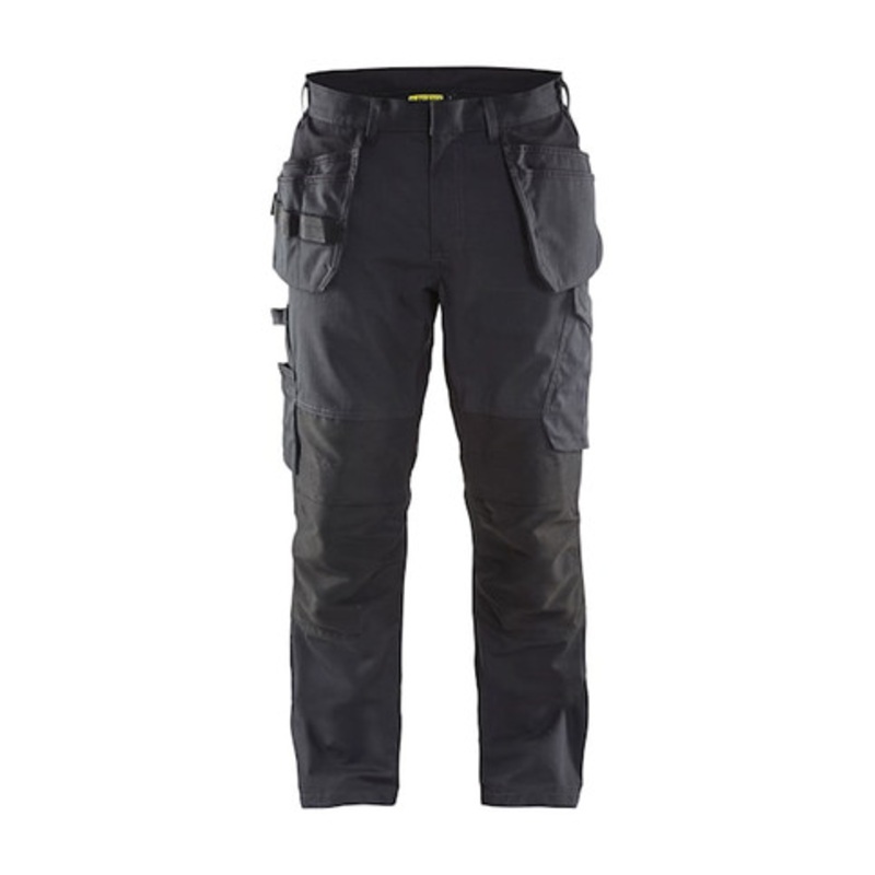 BLAKLADER Trousers | 1496 Mens Service Black Trousers with Kneepad Pockets and Holster Pockets Rip-Stop with Stretch