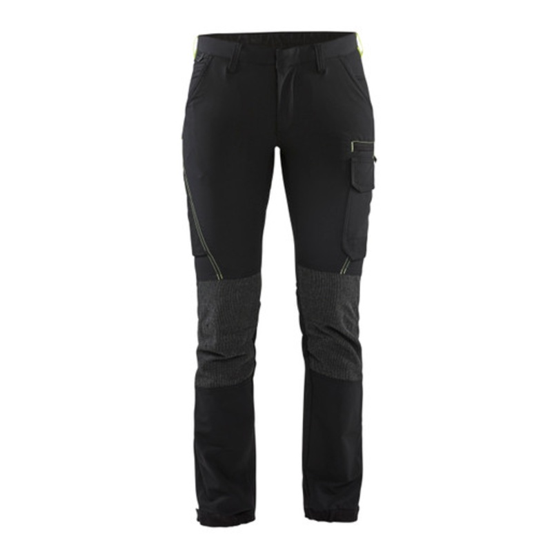 BLAKLADER Trousers | 7122 Womens Service Black / Yellow Trousers in 4-Way Stretch