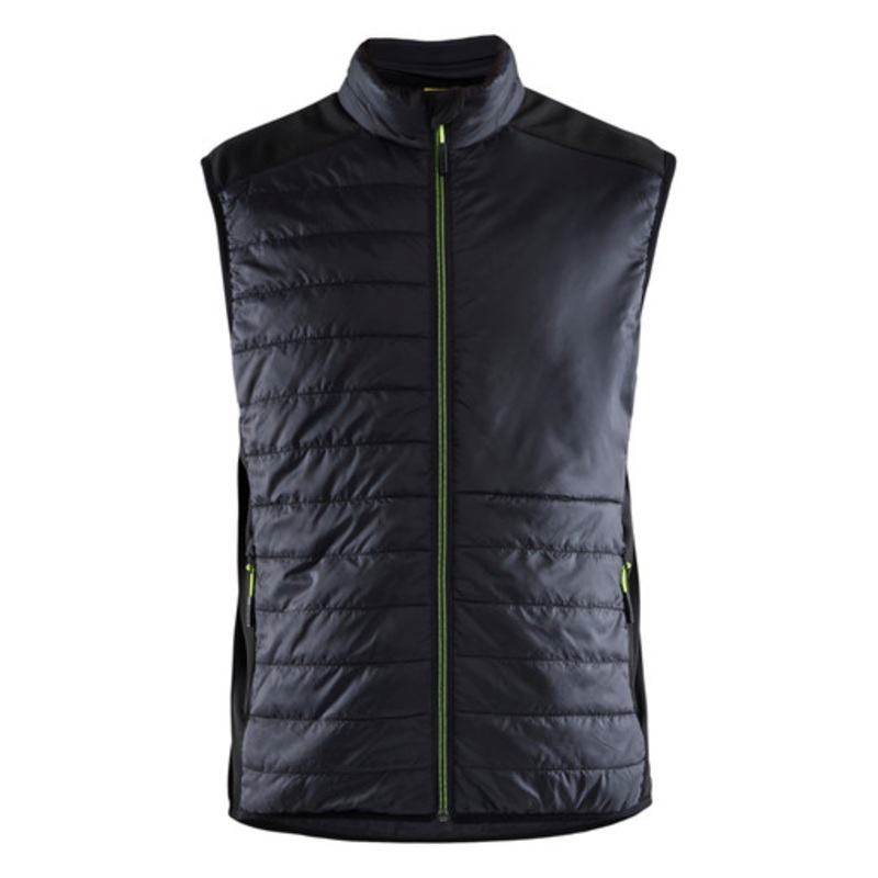 BLAKLADER Vest | 3863 Black/ Yellow Quilted Lined Vest with Two Way Zip