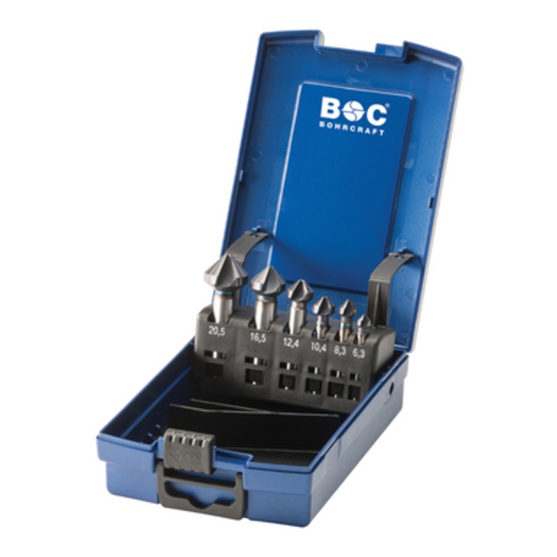 BOHRCRAFT Countersinks | 1731 Set 6.3,10.4,16.5,20.5,25mm HSS-G AL-Cro Coated Countersinks for Steel