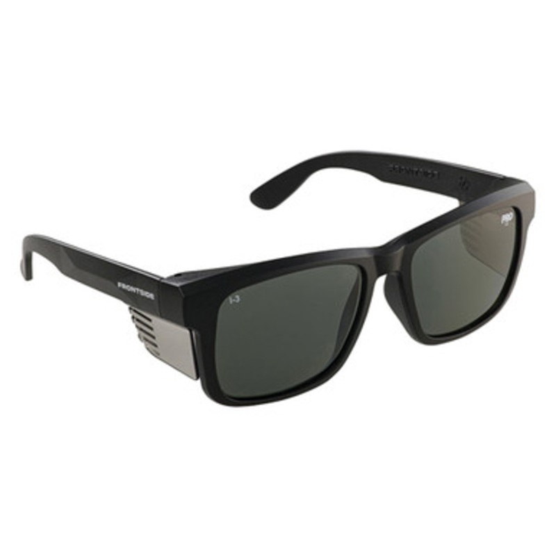 PROCHOICE Safety Glasses | FRONTSIDE Polarised Smoke Lens Safety Glasses with Black Frame and Side Shield
