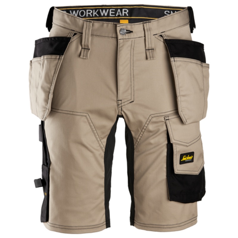 SNICKERS Shorts | 6141 Mens Allround Work Khaki Shorts with Holster Pockets Cotton with Stretch