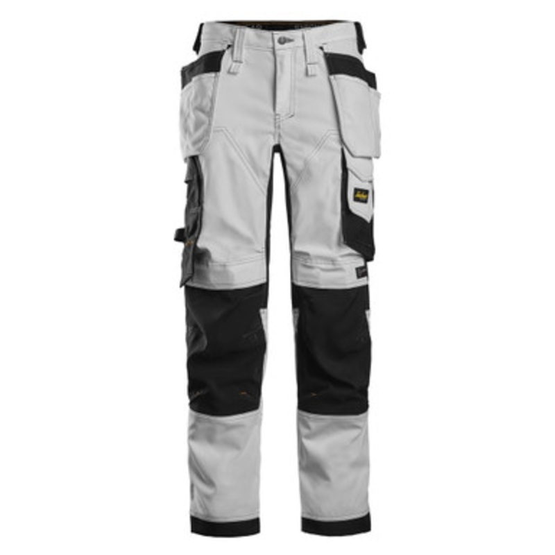 SNICKERS Trousers | 6247 Womens Allround Work White Trousers with Kneepad Pockets and Holster Pockets 2-Way Stretch