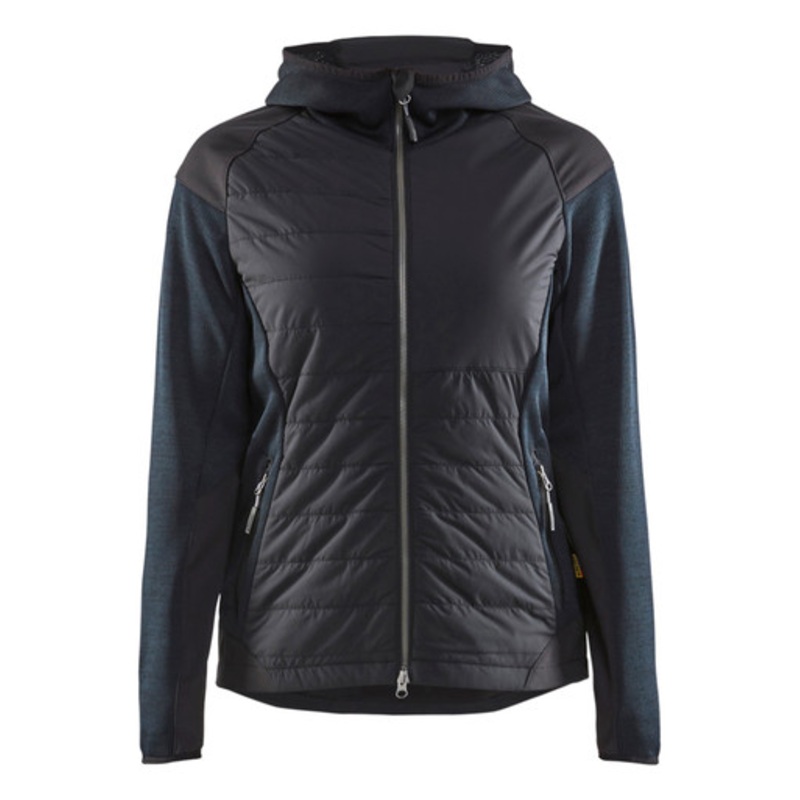 BLAKLADER Hoodie Jacket | 5931 Dark Navy Blue Womens Hoodie Jacket with Hybrid Insulated and Knitted in Polyester