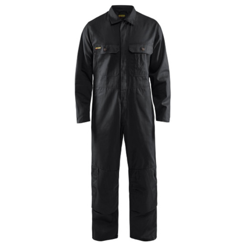 BLAKLADER Overalls | 6151 Black Overalls Long Sleeve with Kneepad Pockets in Cotton
