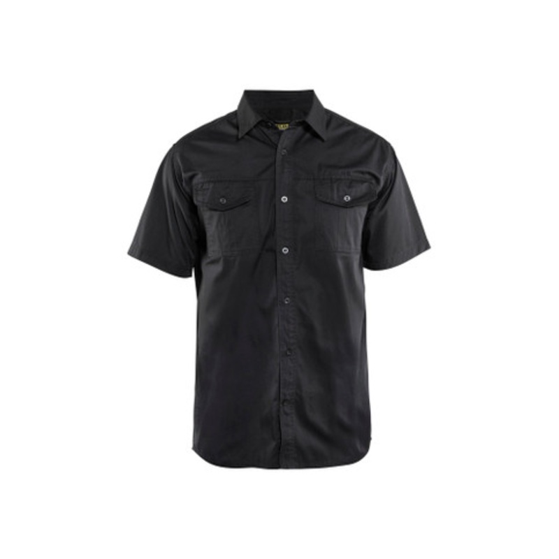 BLAKLADER Shirt  | 3296 Black Short Sleeve Twill Shirt in Durable Poly/Cotton Blend