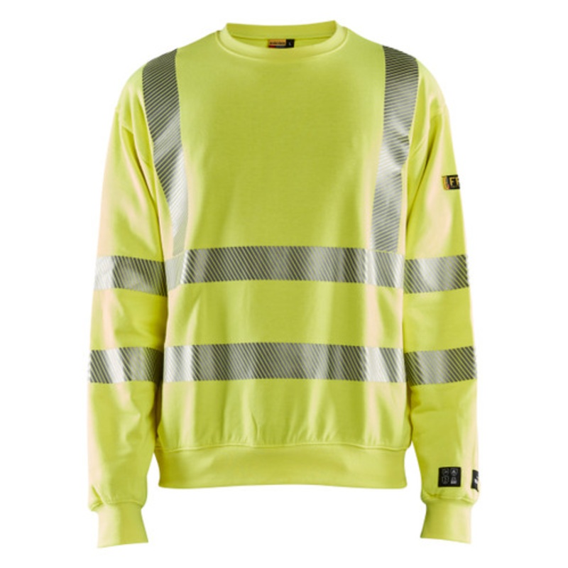 BLAKLADER Sweater | 3087 High Vis Yellow Anti-Flame Sweater in Reflective Tape Multinorm