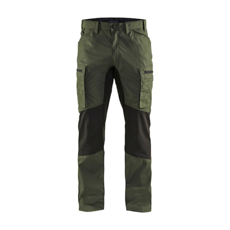 BLAKLADER Trousers | 1459 Service Stretch Army Green Trousers with Polyester