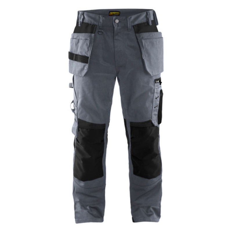 BLAKLADER Trousers | 1555 Craftsman Grey /Black Trousers with Kneepad Pockets and Holster Pockets Cotton