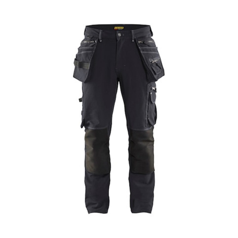 BLAKLADER Trousers | 1998 Craftsman Dark Grey Trousers with Kneepad Pockets and Holster Pockets 4-Way Stretch