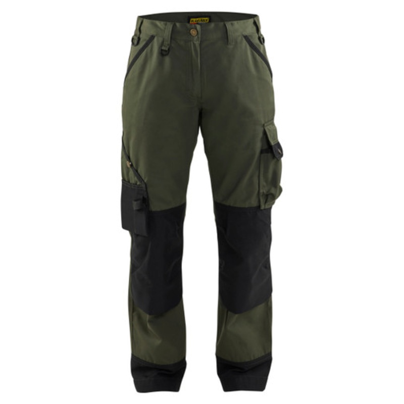 BLAKLADER Trousers | 7154 Womens Service Army Green Trousers with Kneepad Pockets and Cordura