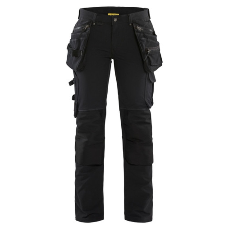 BLAKLADER Trousers | 7198 Womens Service Black Trousers with Kneepad Pockets and Scratch Free Rip-Stop with Stretch