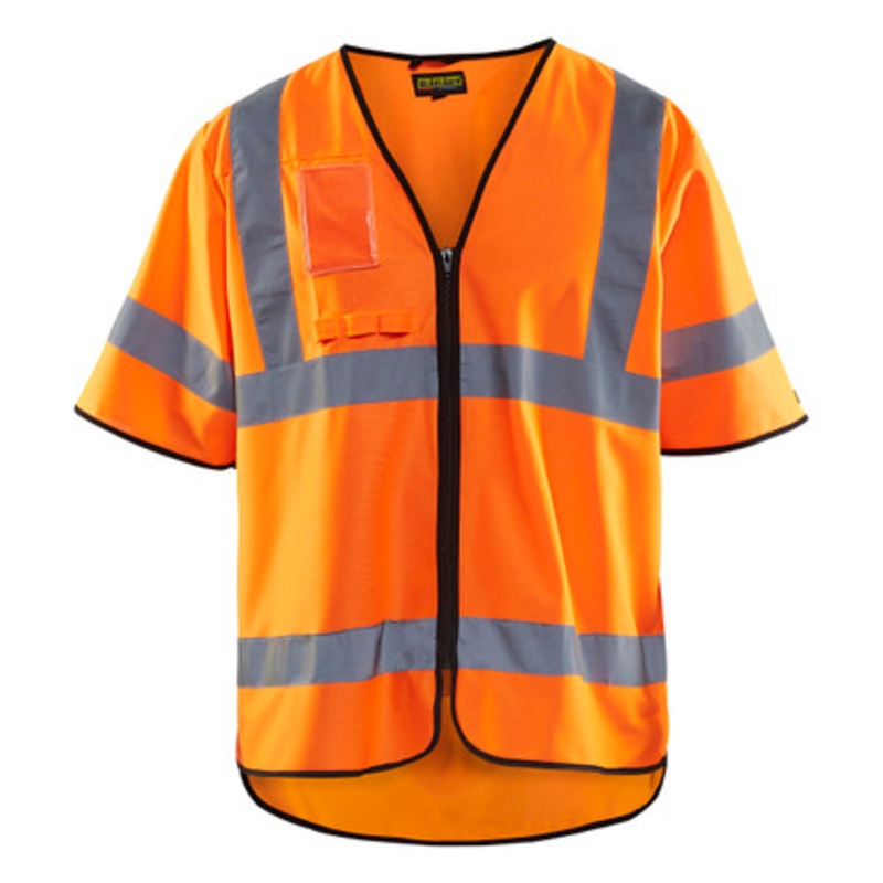BLAKLADER Vest | 3023 High Vis Orange Sleeved Full Zip Safety Vest with Reflective Tape