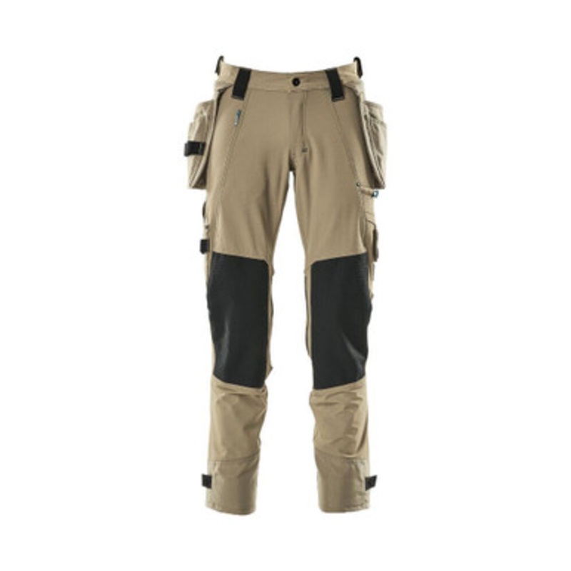 MASCOT Trousers | 17031 Khaki Craftsman Trousers with Kneepad Pockets and Holster Pockets in 4-Way Stretch