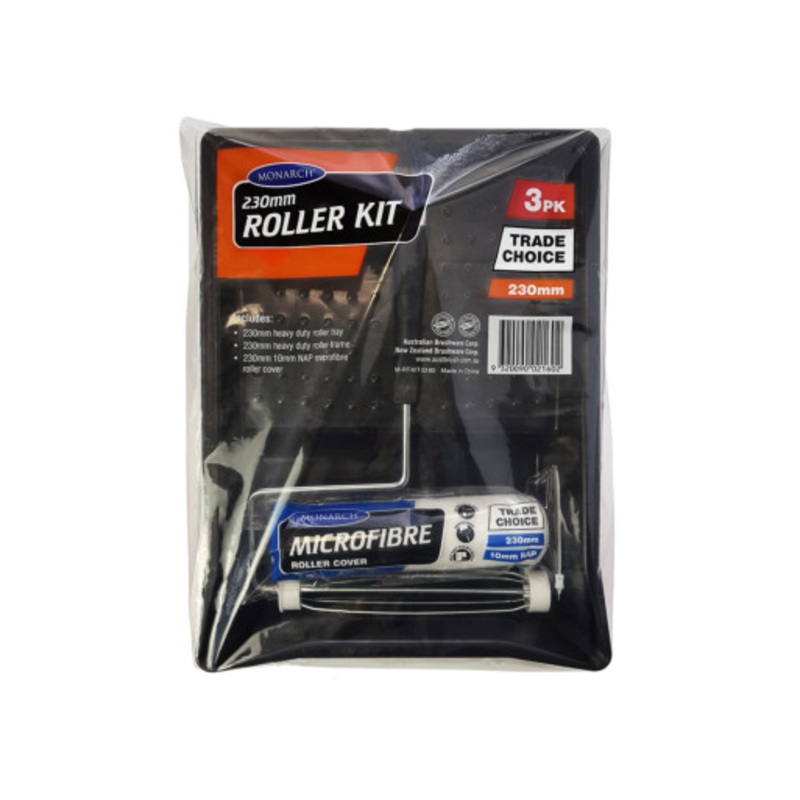 MONARCH Paint Kit | 230mm/10mm Nap Heavy Duty Roller Paint Kit 3 Pieces