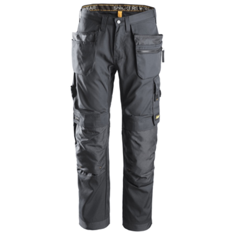 SNICKERS Trousers | 6200 Mens Steel Grey Allround Work Stretch Fit Trousers with Kneepad and Holster Pockets-SALE