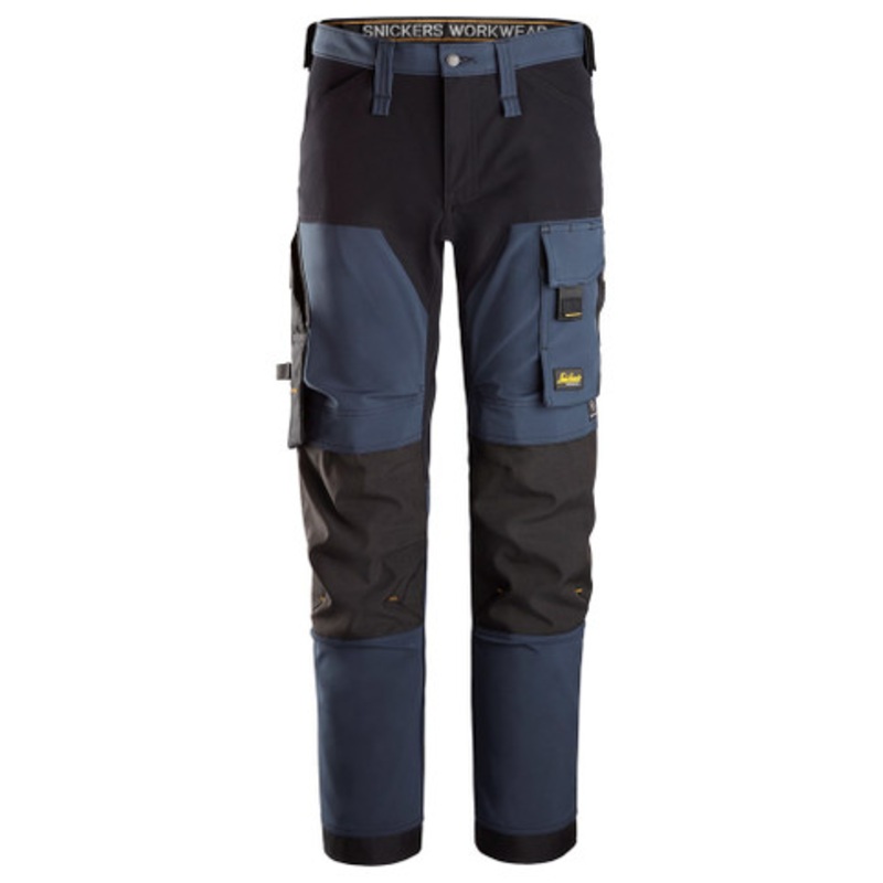 SNICKERS Trousers | 6375 Navy Blue AllroundWork Trousers with Kneepad Pockets and in 4-Way Stretch