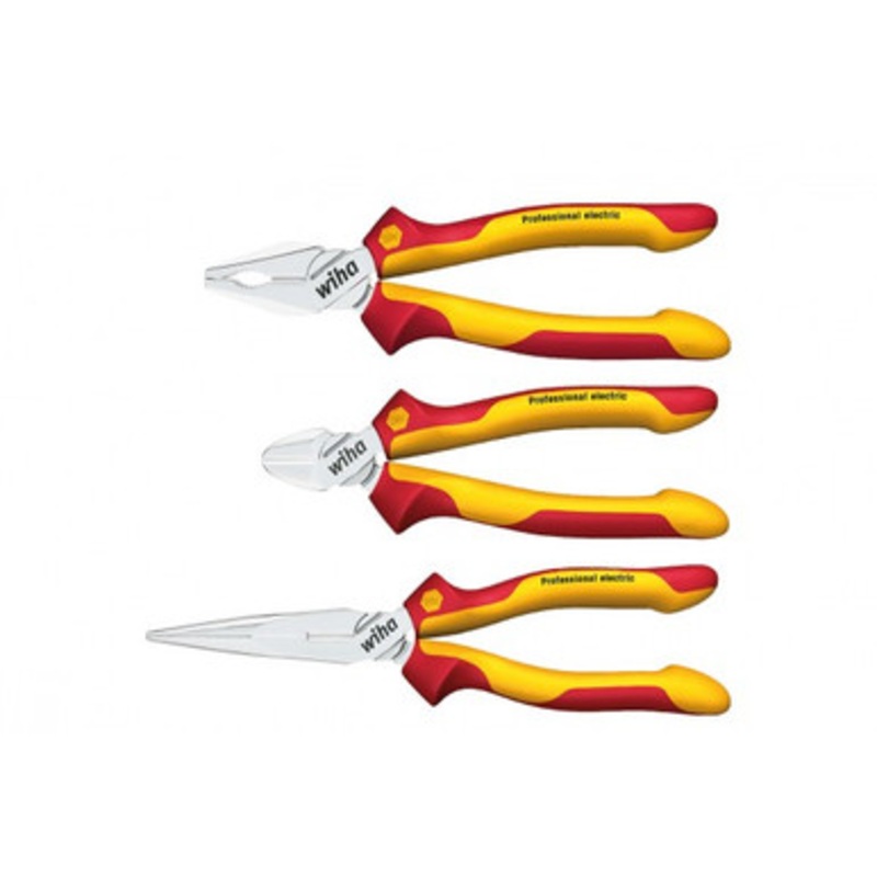 WIHA Pliers | 3 PC Set, Combination, Long Nose and Diagonal Cutter Pliers