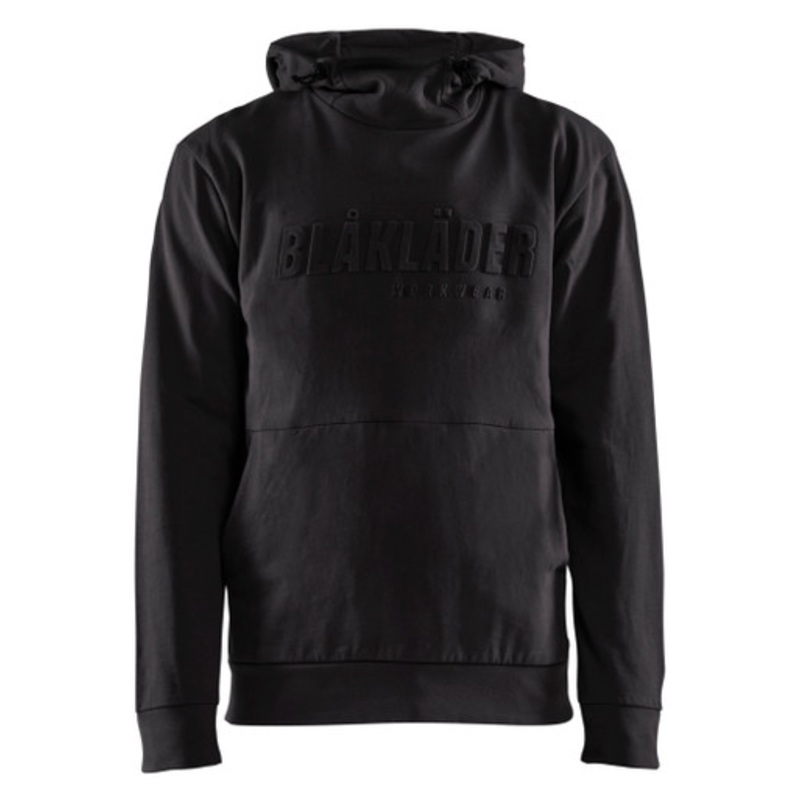 BLAKLADER Hoodie | 3530 Black Hoodie with Kangaroo Pocket and 3D Logo in Cotton