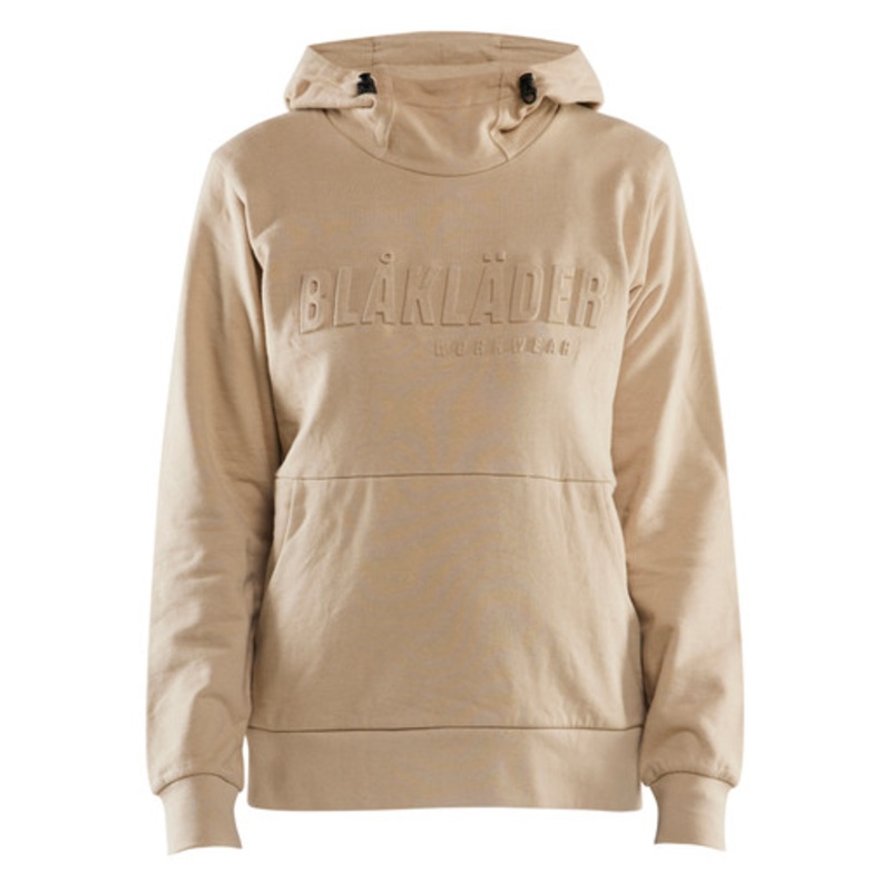 BLAKLADER Hoodie | 3560 Warm Beige Womens Hoodie with Kangaroo Pocket and 3D Logo in Cotton