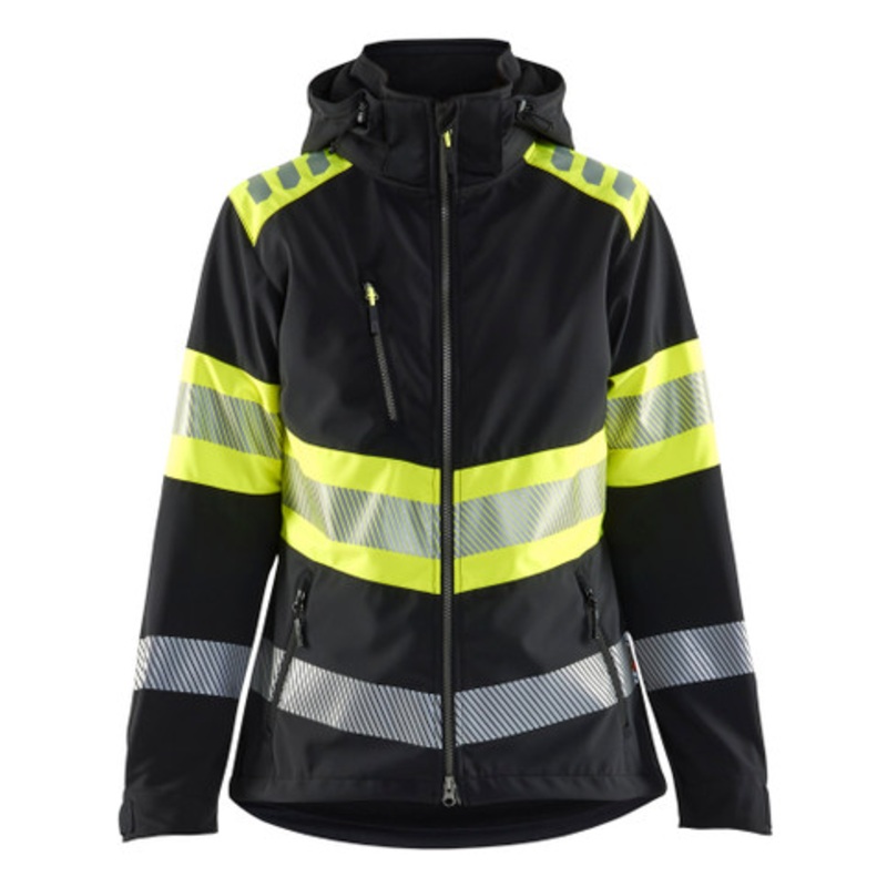 BLAKLADER Jacket | 4404 Black/High Vis Yellow Womens Jacket with Windproof and Waterproof in Softshell