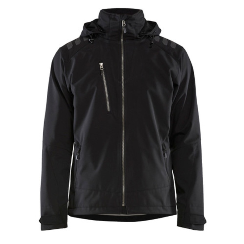 BLAKLADER Jacket | 4749 Black Hooded Jacket with Water Repellent and in Softshell