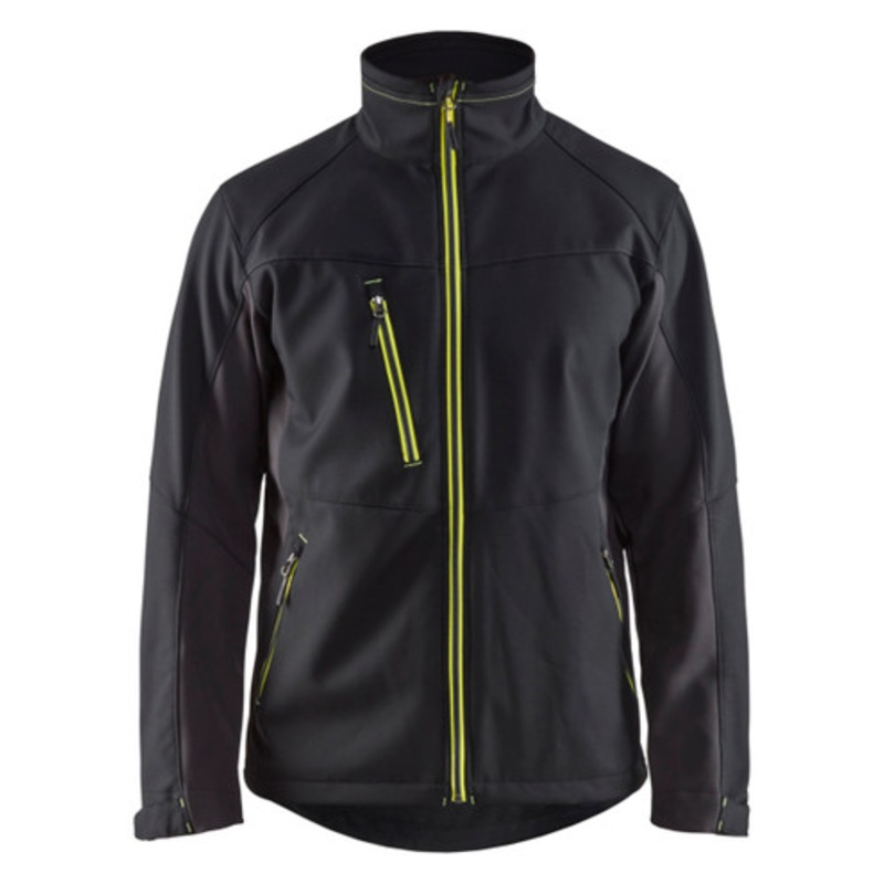 BLAKLADER Jacket | 4950 Mens Black /High Vis Yellow Jacket with Full Zip in Softshell